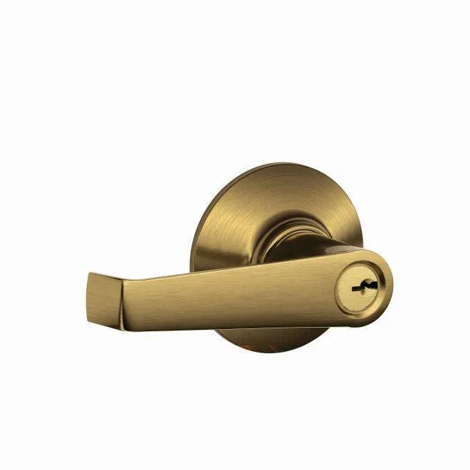 Schlage Elan Keyed Entry Lever in Antique Brass finish