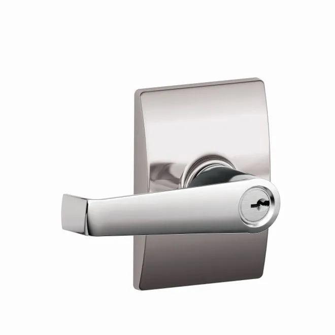 Schlage Elan Lever With Century Rosette Keyed Entry Lock in Bright Chrome finish