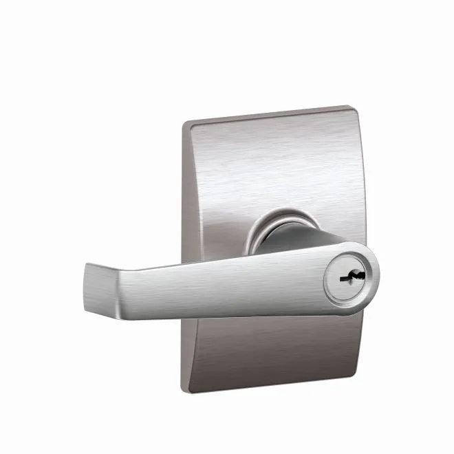 Schlage Elan Lever With Century Rosette Keyed Entry Lock in Satin Chrome finish