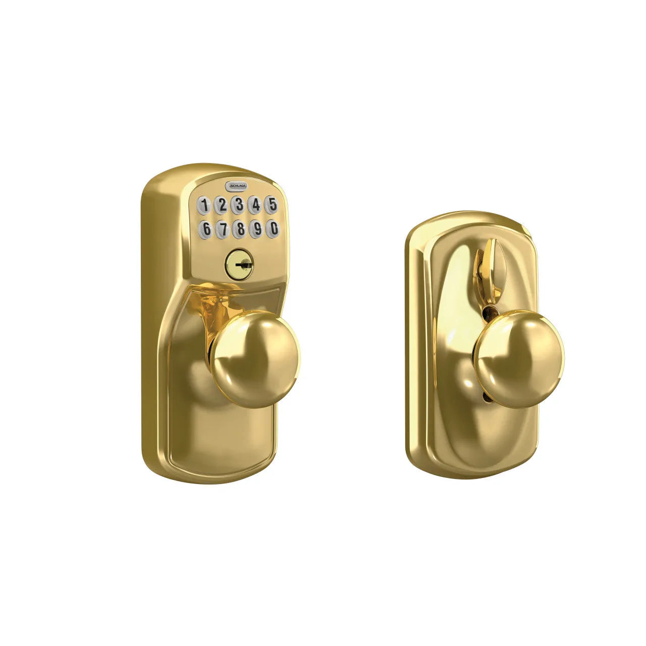 SchlageSchlage Electronic Keypad Knob with Plymouth Trim and Plymouth Knob with Flex Lock in 