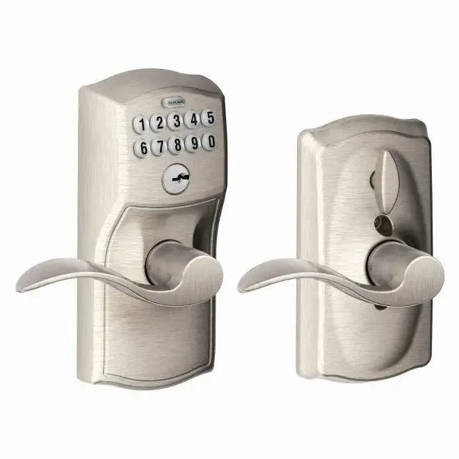 SchlageSchlage Electronic Keypad Lever with Camelot Trim and Interior Accent Lever with Flex Lock in 