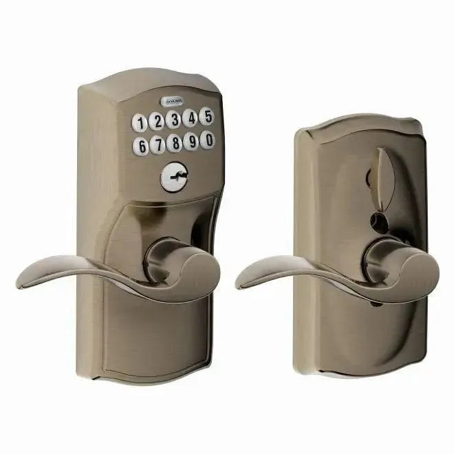 SchlageSchlage Electronic Keypad Lever with Camelot Trim and Interior Accent Lever with Flex Lock in 