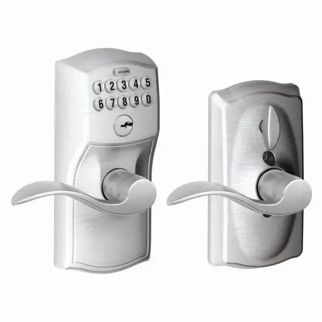 SchlageSchlage Electronic Keypad Lever with Camelot Trim and Interior Accent Lever with Flex Lock in 