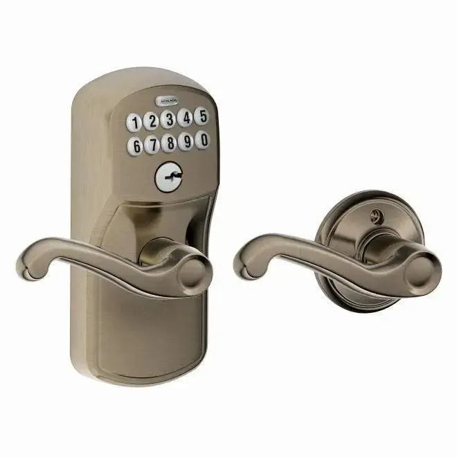 SchlageSchlage Electronic Keypad Lever with Plymouth Trim and Flair Lever with Auto Lock in 