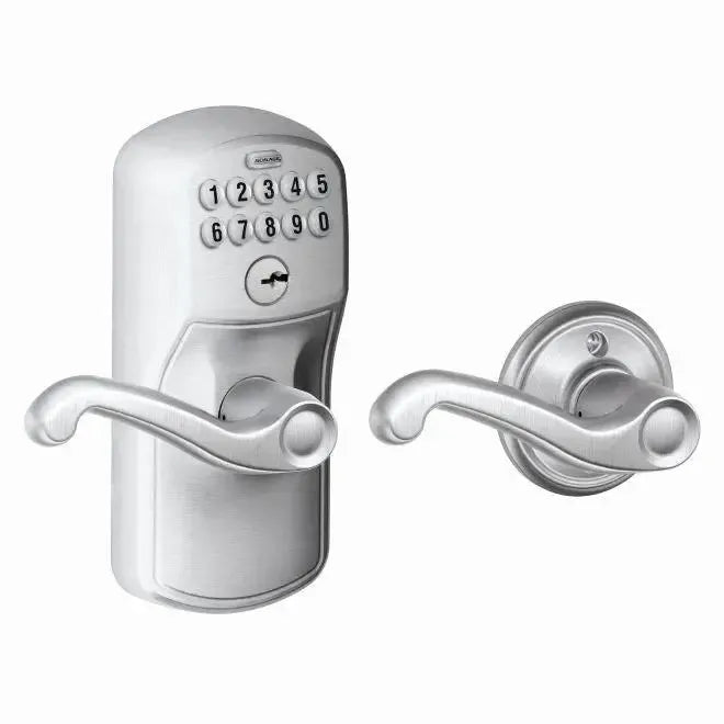SchlageSchlage Electronic Keypad Lever with Plymouth Trim and Flair Lever with Auto Lock in 