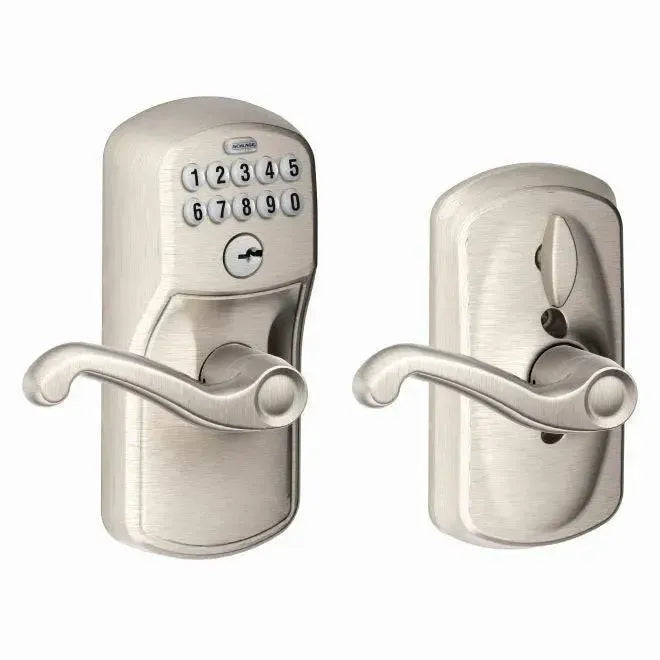 SchlageSchlage Electronic Keypad Lever with Plymouth Trim and Flair Lever with Flex Lock in 