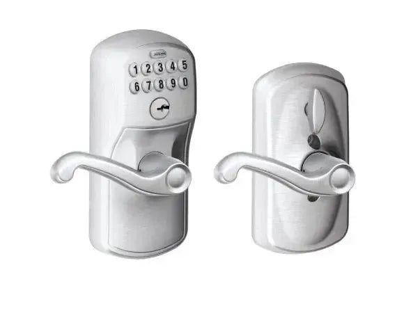 SchlageSchlage Electronic Keypad Lever with Plymouth Trim and Flair Lever with Flex Lock in 