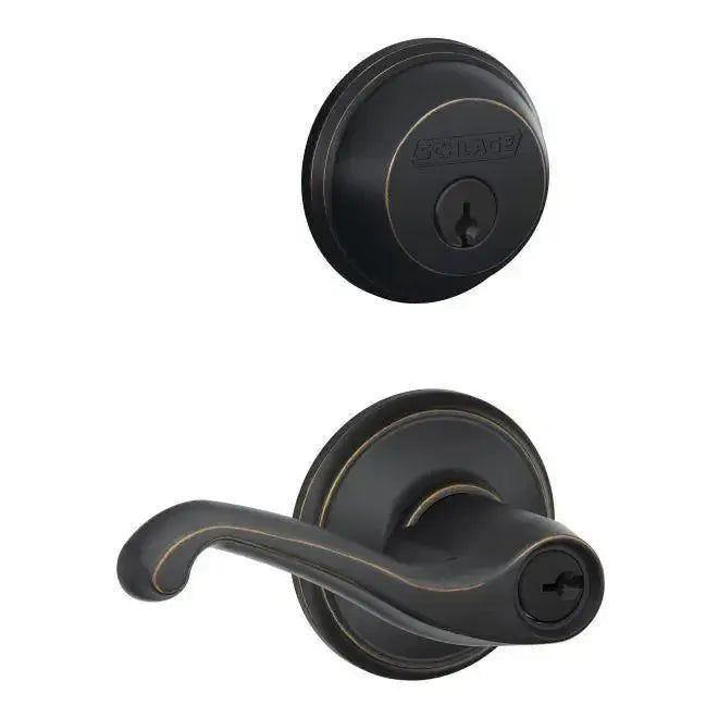 SchlageSchlage Flair Keyed Entry Lever and Deadbolt Combo Pack in 