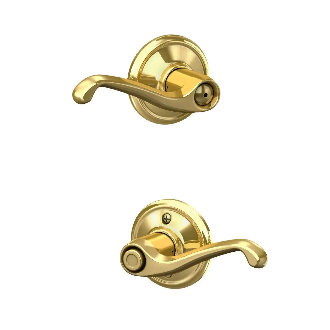 Schlage Flair Lever in Bright Brass finish