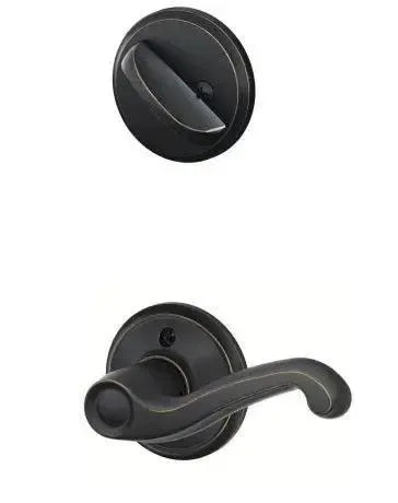 Schlage Flair Lever Interior Active Trim in Aged Bronze finish