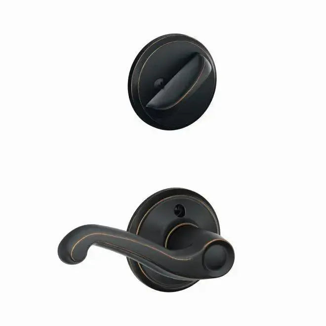 Schlage Flair Lever Interior Active Trim in Aged Bronze finish