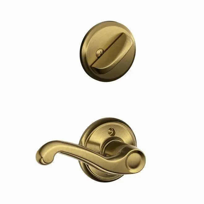 Schlage Right Hand Flair Lever Interior Active Trim - Exterior Handleset Sold Separately Antique Brass