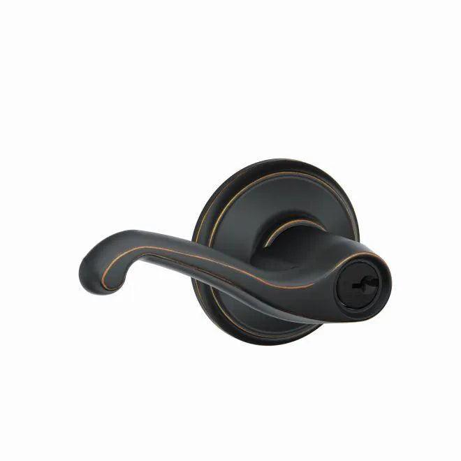 Schlage Flair Lever Keyed Entry Lock in Aged Bronze finish