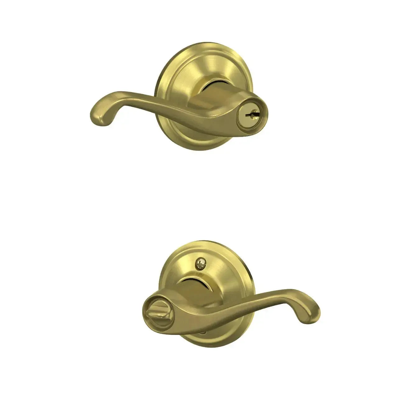 Schlage Flair Lever in Satin Brass finish
