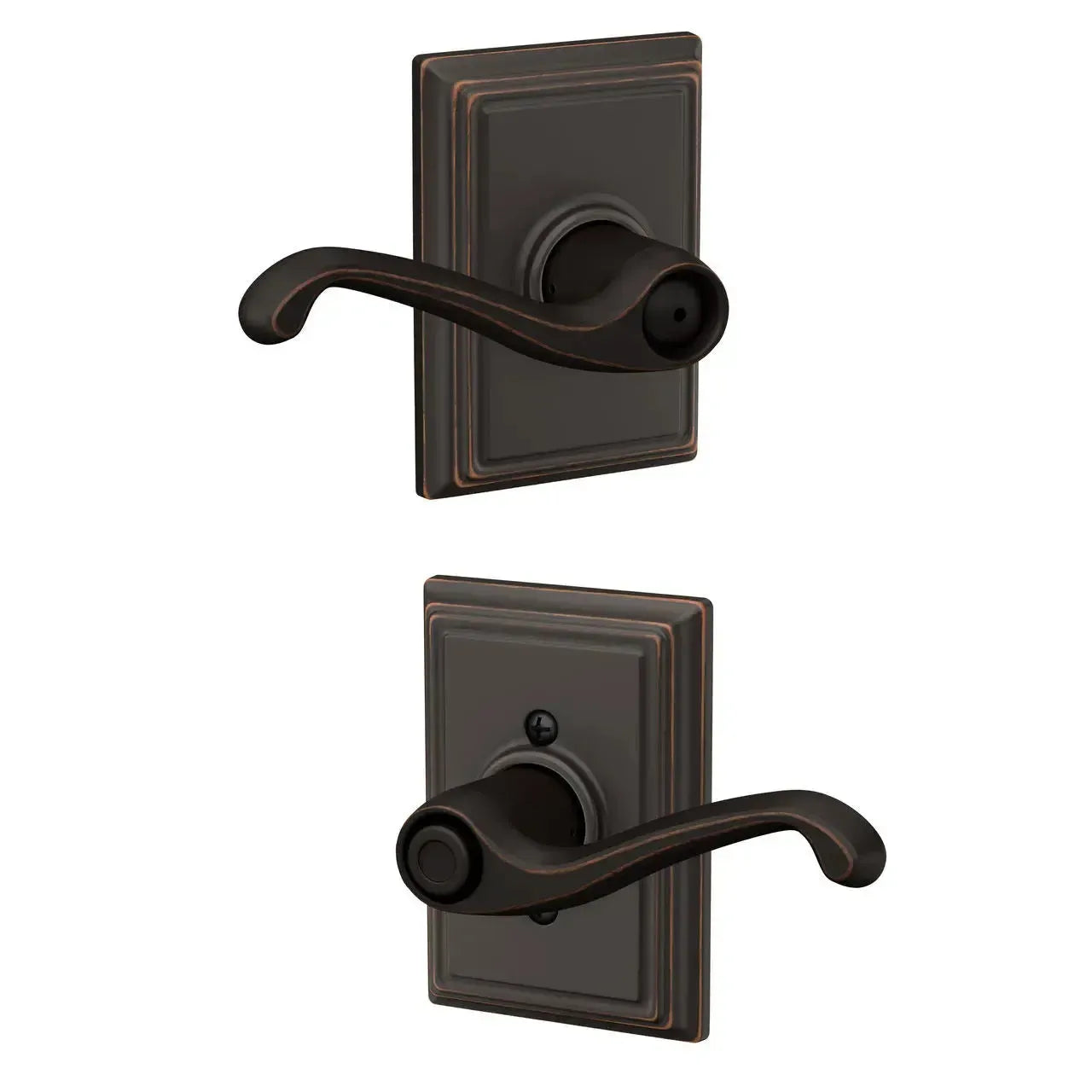 Schlage Flair Lever with Addison Rosette in Aged Bronze finish