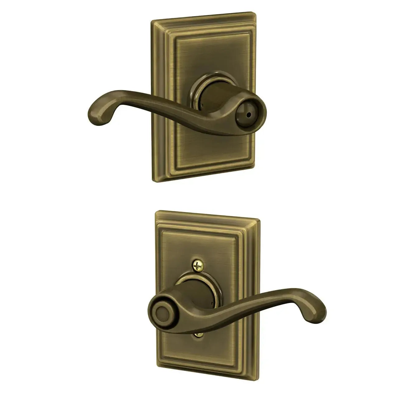Schlage Flair Lever with Addison Rosette in Antique Brass finish