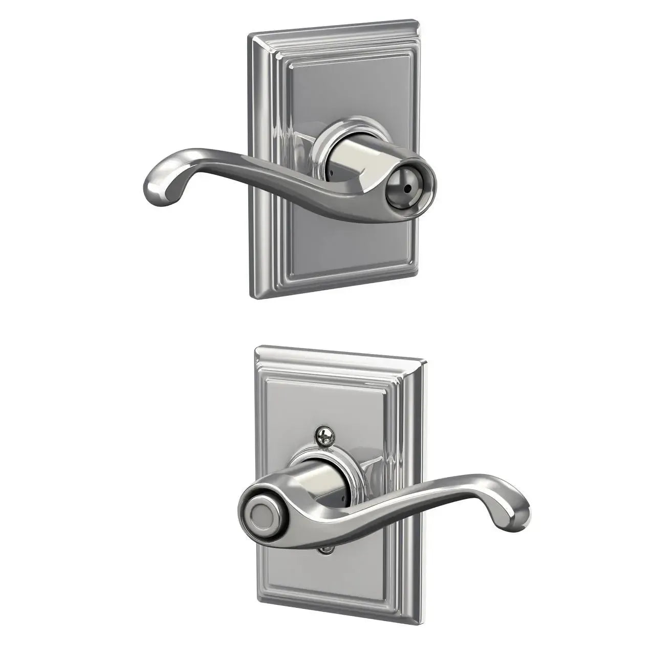 Schlage Flair Lever with Addison Rosette in Bright Chrome finish