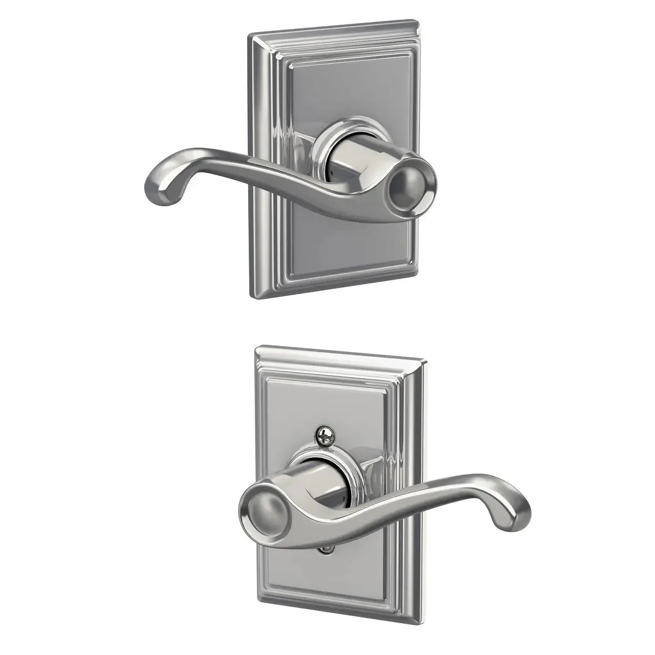 Schlage Flair Lever with Addison Rosette in Bright Chrome finish