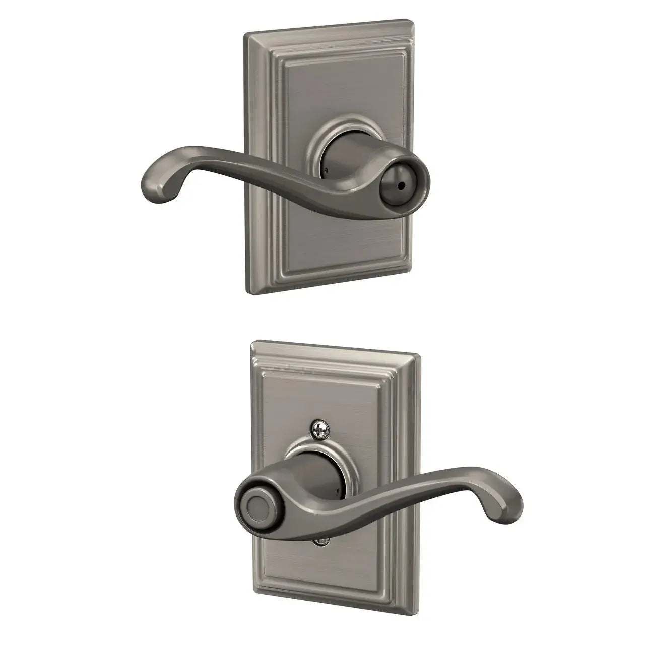 Schlage Flair Lever with Addison Rosette in Satin Nickel finish