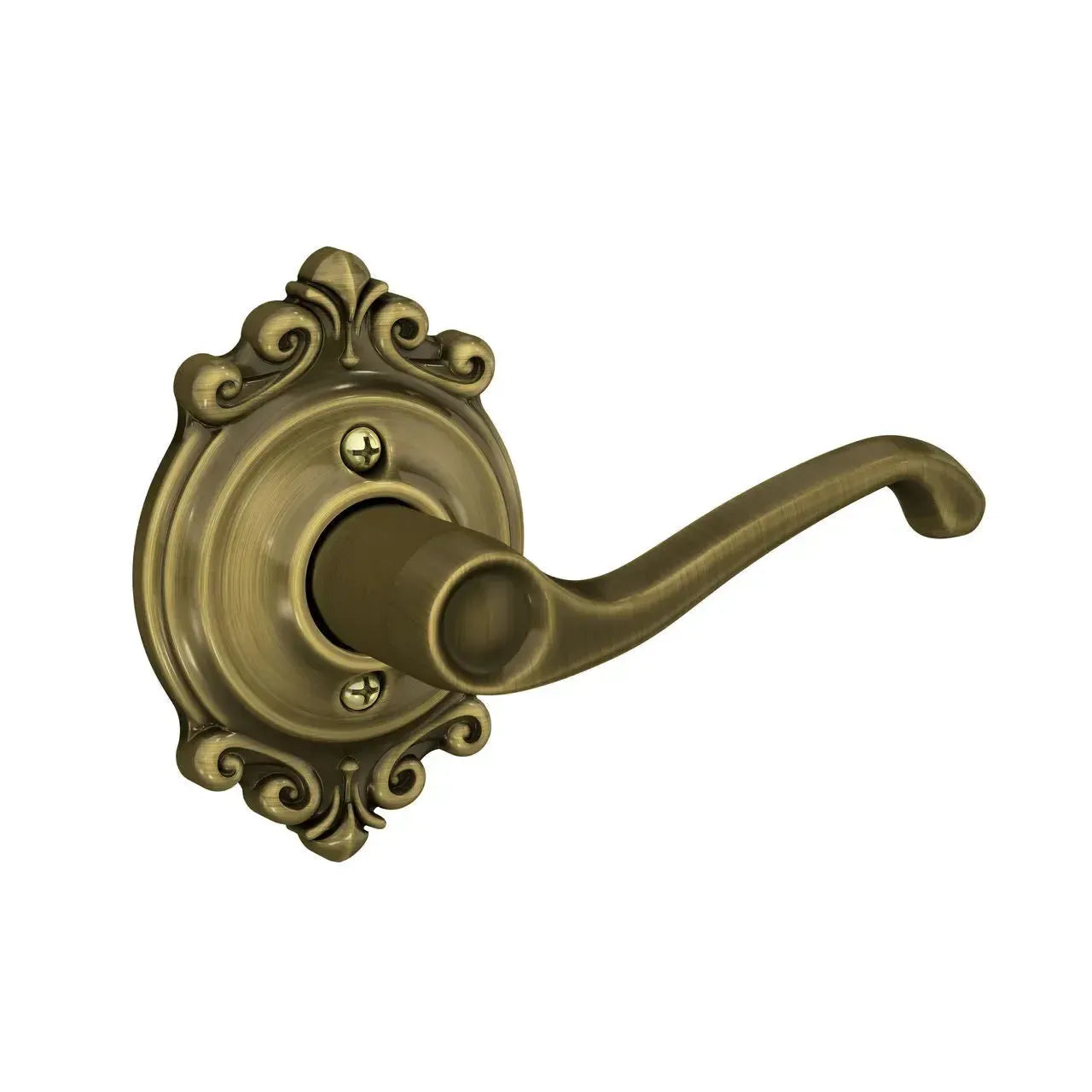 Schlage Flair Lever with Brookshire Rosette in Antique Brass finish