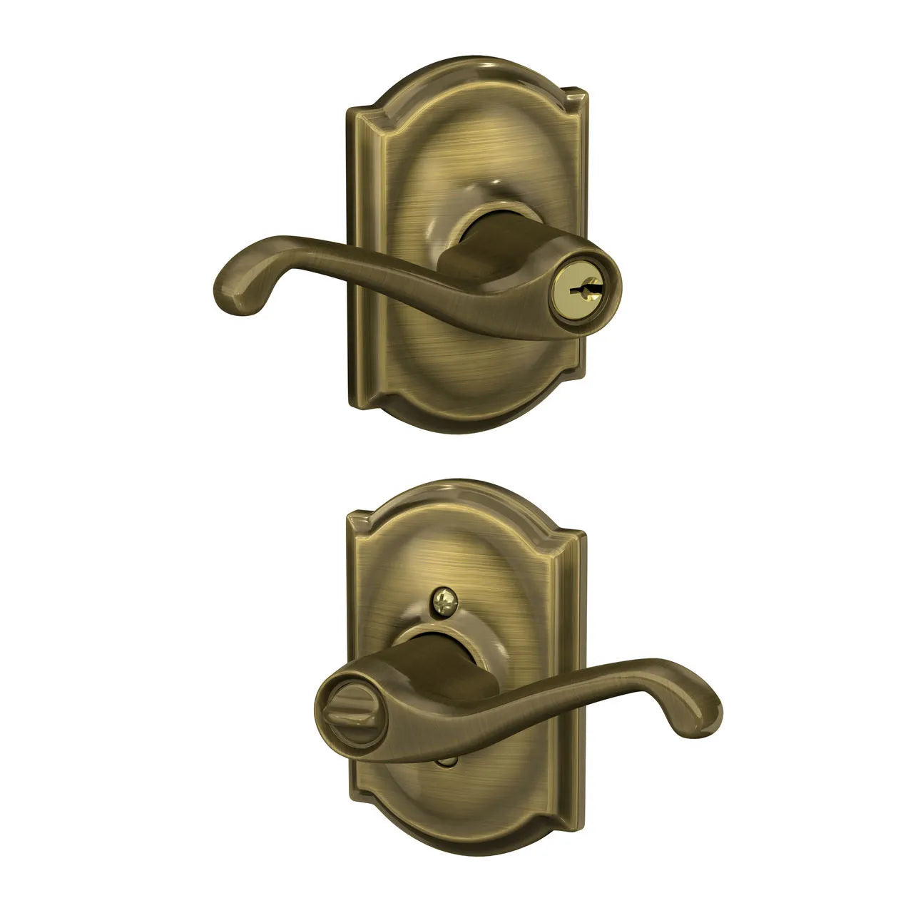 SchlageSchlage Flair Lever with Camelot Rosette in 