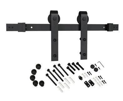 Schlage 6'6" Sliding Barn Door Hardware Kit with J Strap Hangers in Flat Black finish