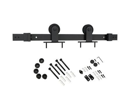 Schlage 6'6" Sliding Barn Door Hardware Kit with Top Mount Hangers in Flat Black finish