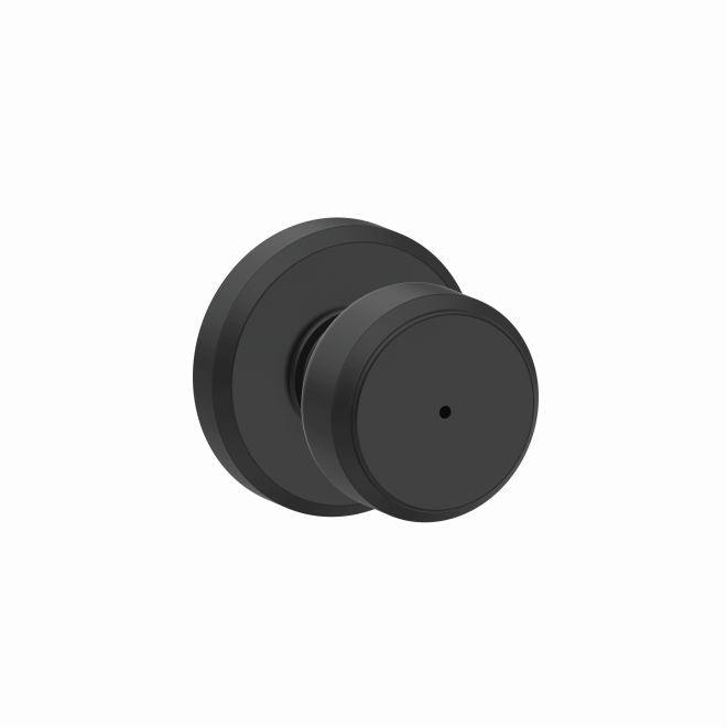 Schlage Bowery Privacy Knob With Greyson Rosette in Flat Black finish