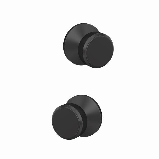 Schlage Custom Bowery Passage and Privacy Knob With Kinsler Rosette in Flat Black finish