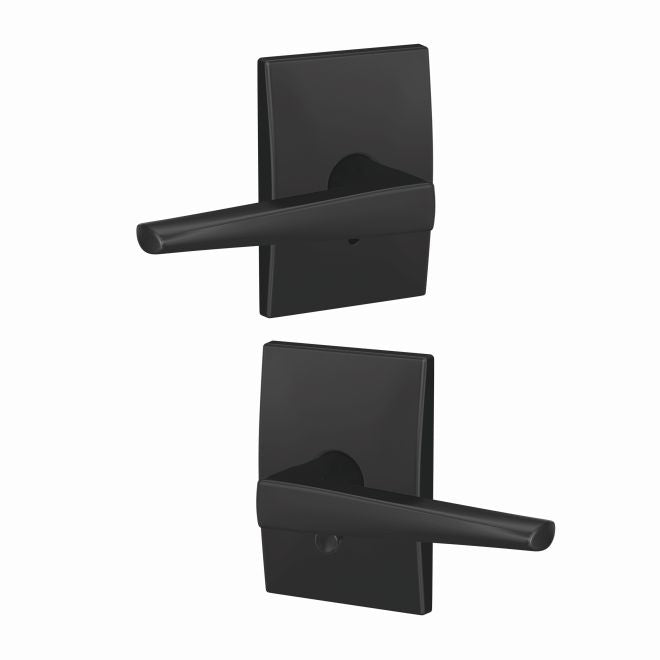 Schlage Custom Eller Passage and Privacy Lever With Century Rosette in Flat Black finish