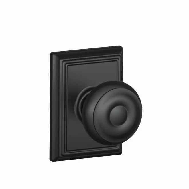 Schlage Georgian Passage Knob With Addison Rosette in Flat Black finish