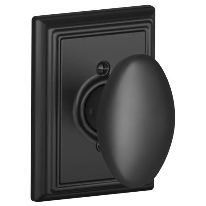 Schlage Siena Knob Half Dummy With Addison Rosette in Flat Black finish