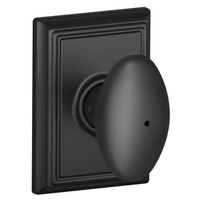 Schlage Siena Privacy Knob With Addison Rosette in Flat Black finish