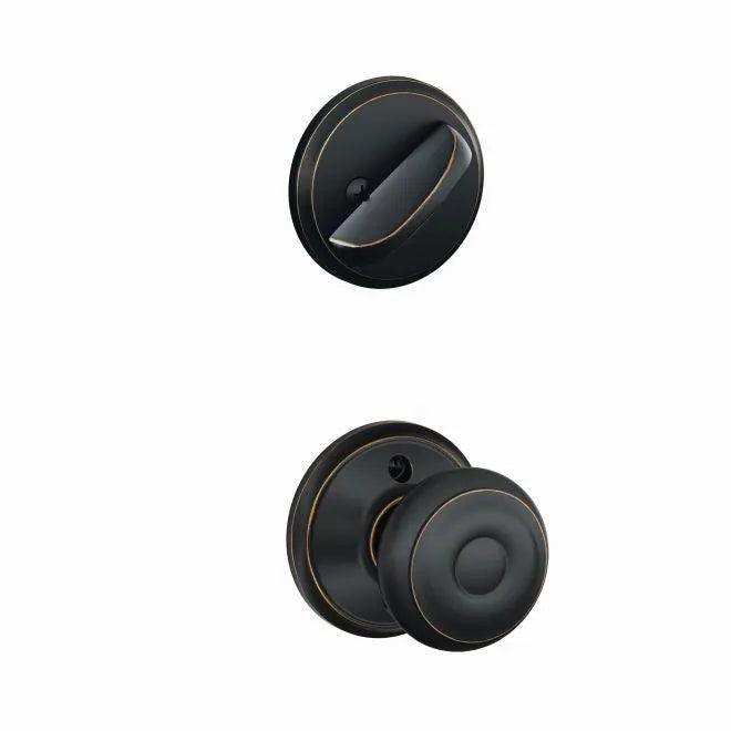 Schlage Georgian Knob Interior Active Trim - Exterior Handleset Sold Separately in Aged Bronze finish