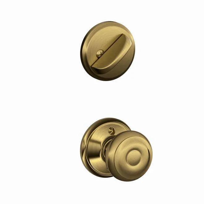 Schlage Georgian Knob Interior Active Trim - Exterior Handleset Sold Separately in Antique Brass finish