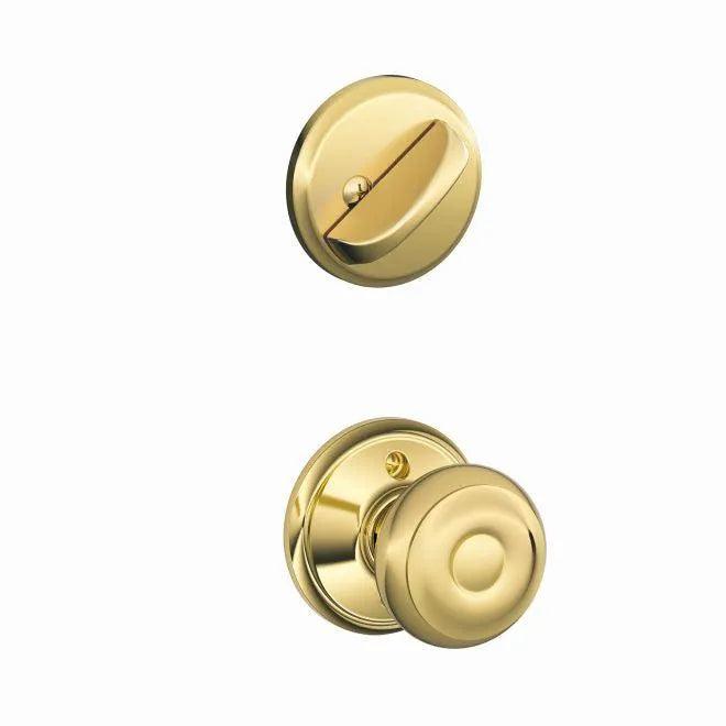 Schlage Georgian Knob Interior Active Trim - Exterior Handleset Sold Separately in Bright Brass finish