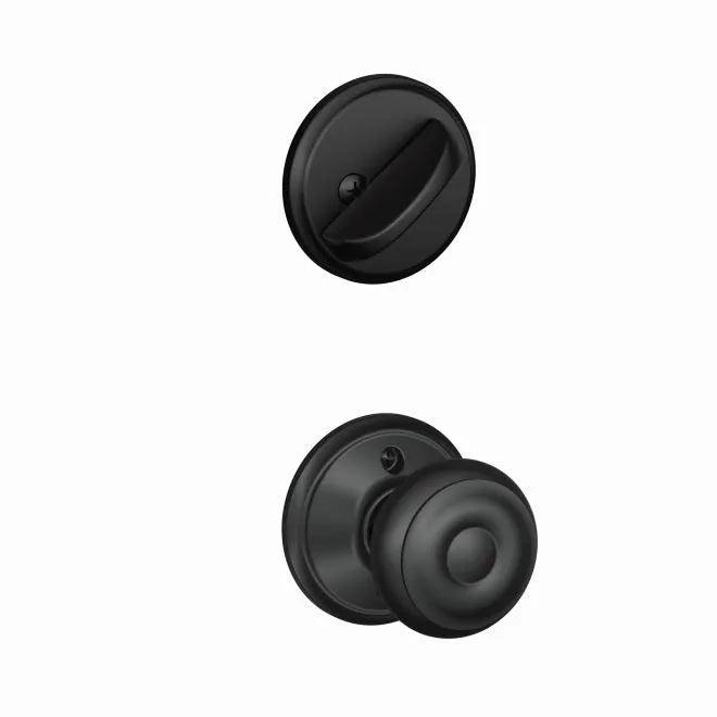 Schlage Georgian Knob Interior Active Trim - Exterior Handleset Sold Separately in Flat Black finish