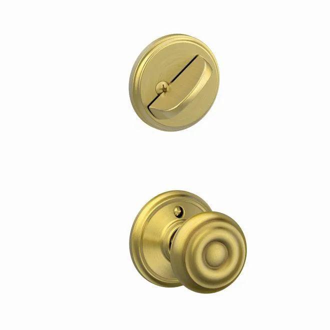 Schlage Georgian Knob Interior Active Trim - Exterior Handleset Sold Separately in Satin Brass finish