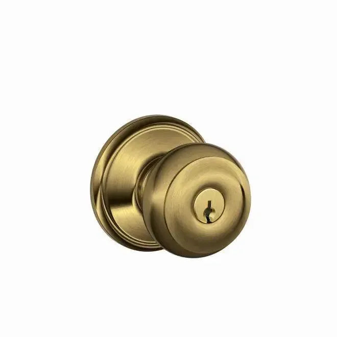 Schlage Georgian Knob in Antique Brass finish