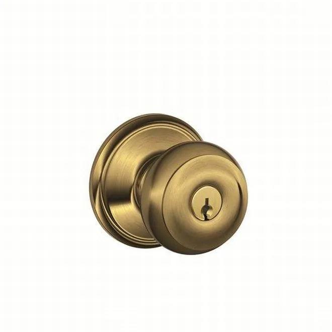 Schlage Georgian Knob Storeroom Lock Antique Brass