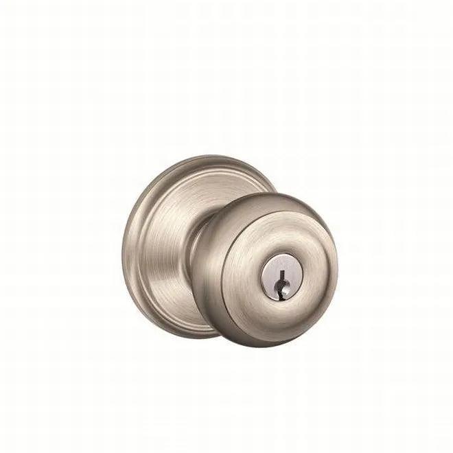 Schlage Georgian Knob Storeroom Lock Satin Nickel