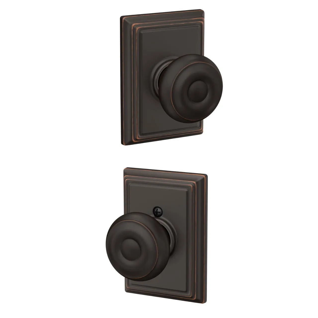 Schlage Georgian Knob with Addison Rosette Aged Bronze