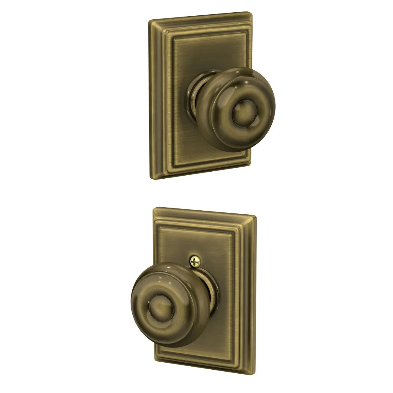 Schlage Georgian Knob with Addison Rosette Antique Brass