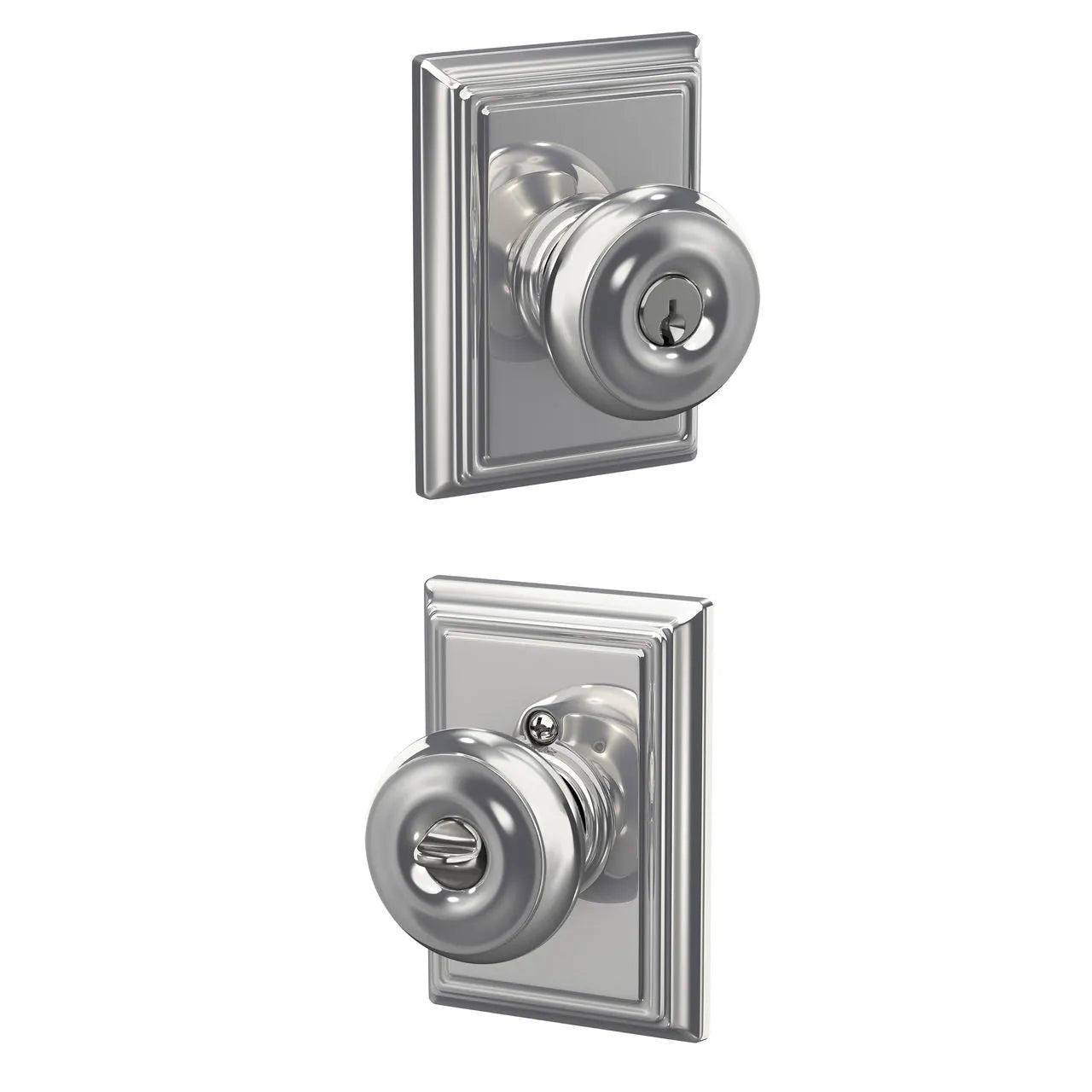 Schlage Georgian Knob with Addison Rosette Bright Chrome