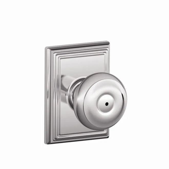 Schlage Georgian Privacy Knob With Addison Rosette Bright Chrome