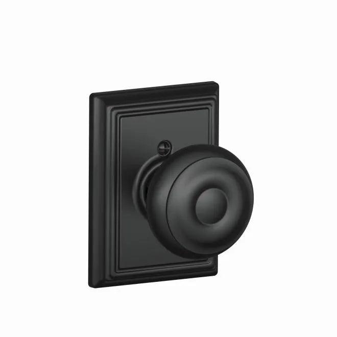 Schlage Georgian Knob Half Dummy With Addison Rosette Flat Black