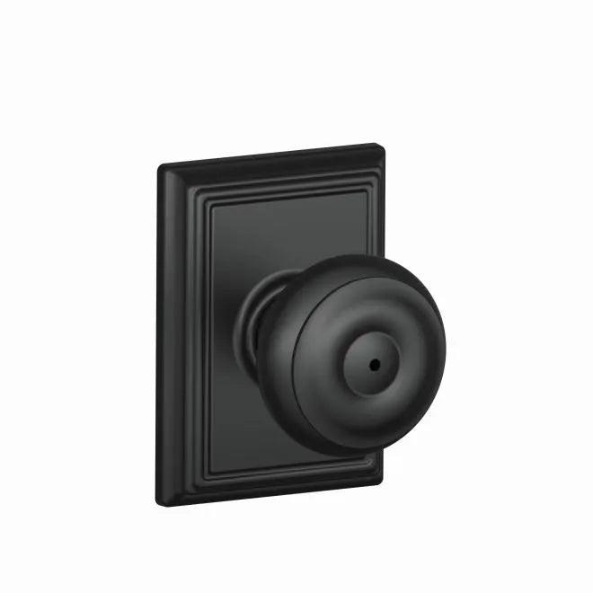 Schlage Georgian Privacy Knob With Addison Rosette Flat Black