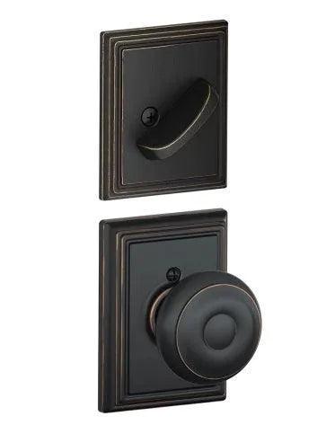 Schlage Georgian Knob With Addison Rosette Interior Active Trim - Exterior Handleset Sold Separately in Aged Bronze finish
