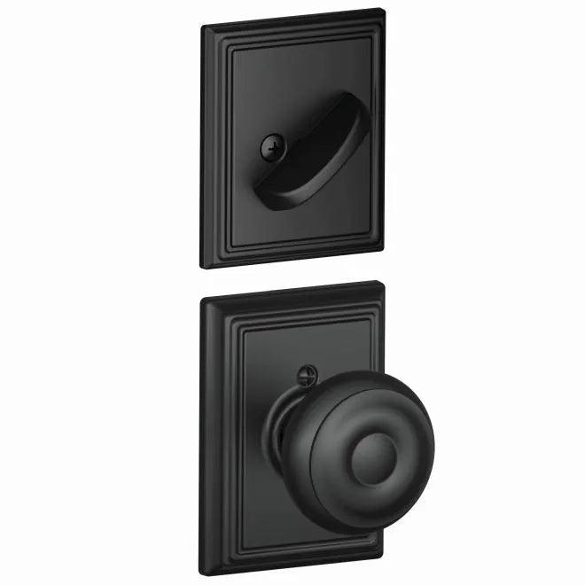 Schlage Georgian Knob With Addison Rosette Interior Active Trim - Exterior Handleset Sold Separately in Flat Black finish