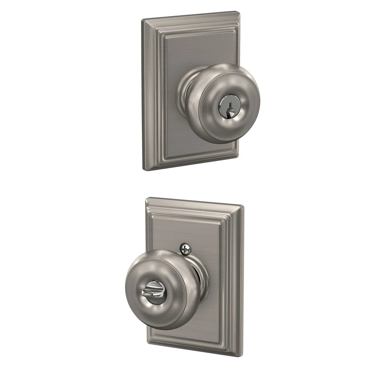 Schlage Georgian Knob with Addison Rosette Satin Nickel